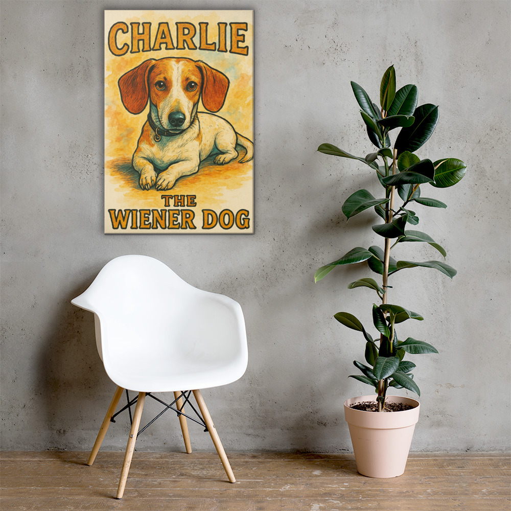 Charlie The Wiener Dog Canvas Print with No Frame - Image 4