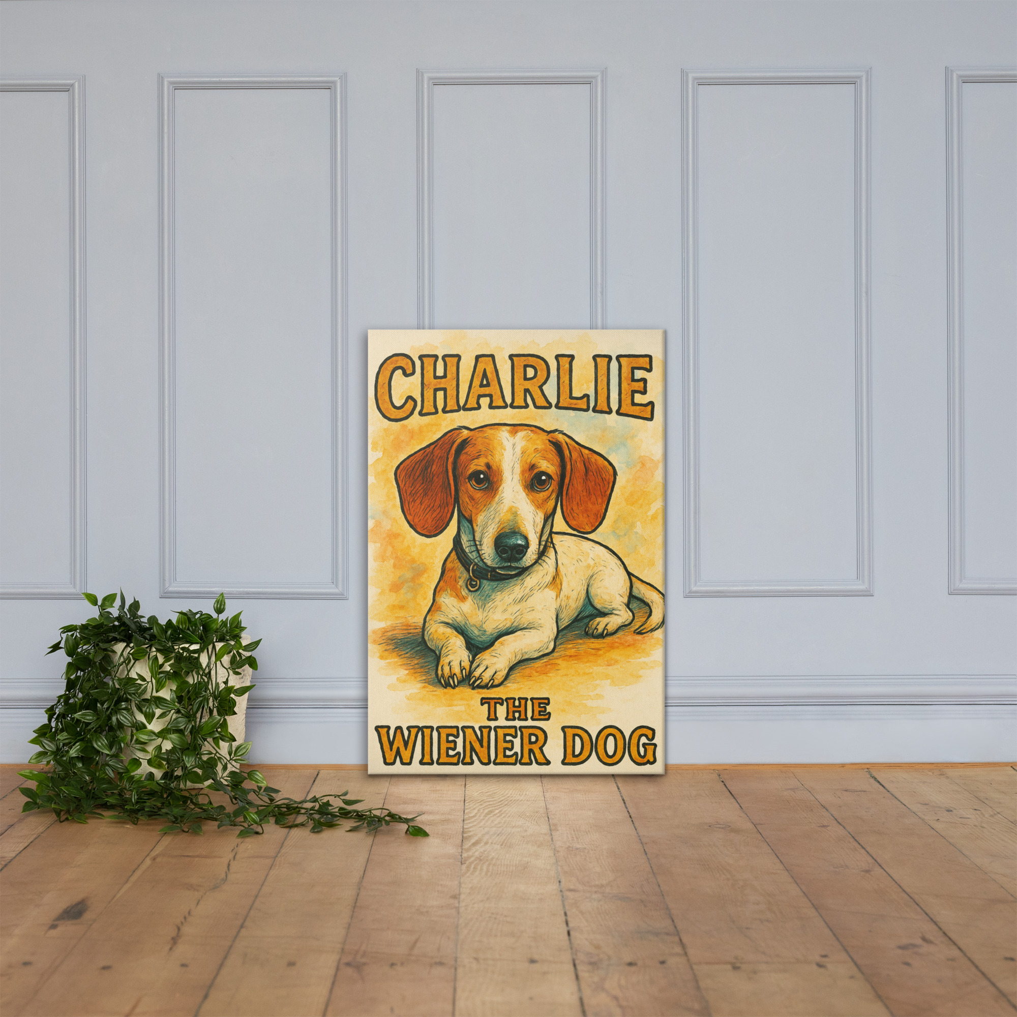 Charlie The Wiener Dog Canvas Print with No Frame - Image 3