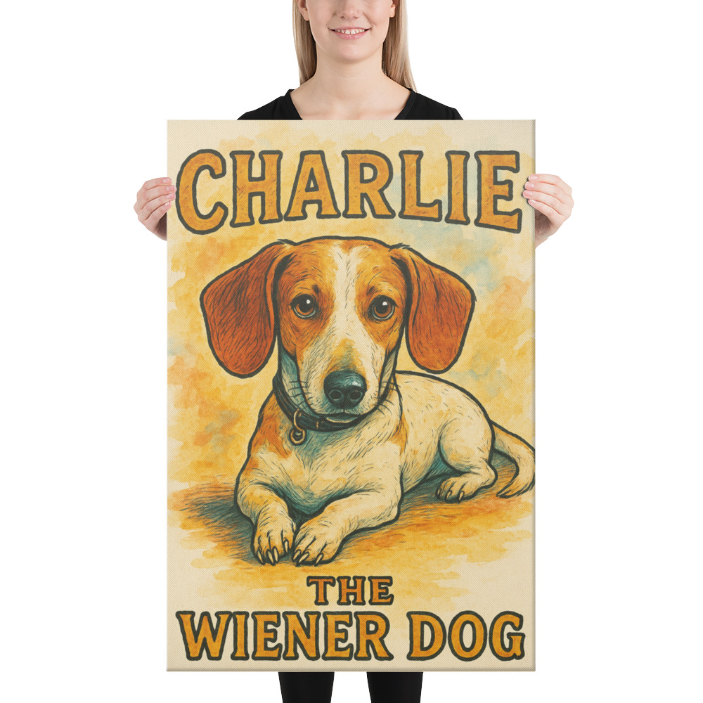 Charlie The Wiener Dog Canvas Print with No Frame