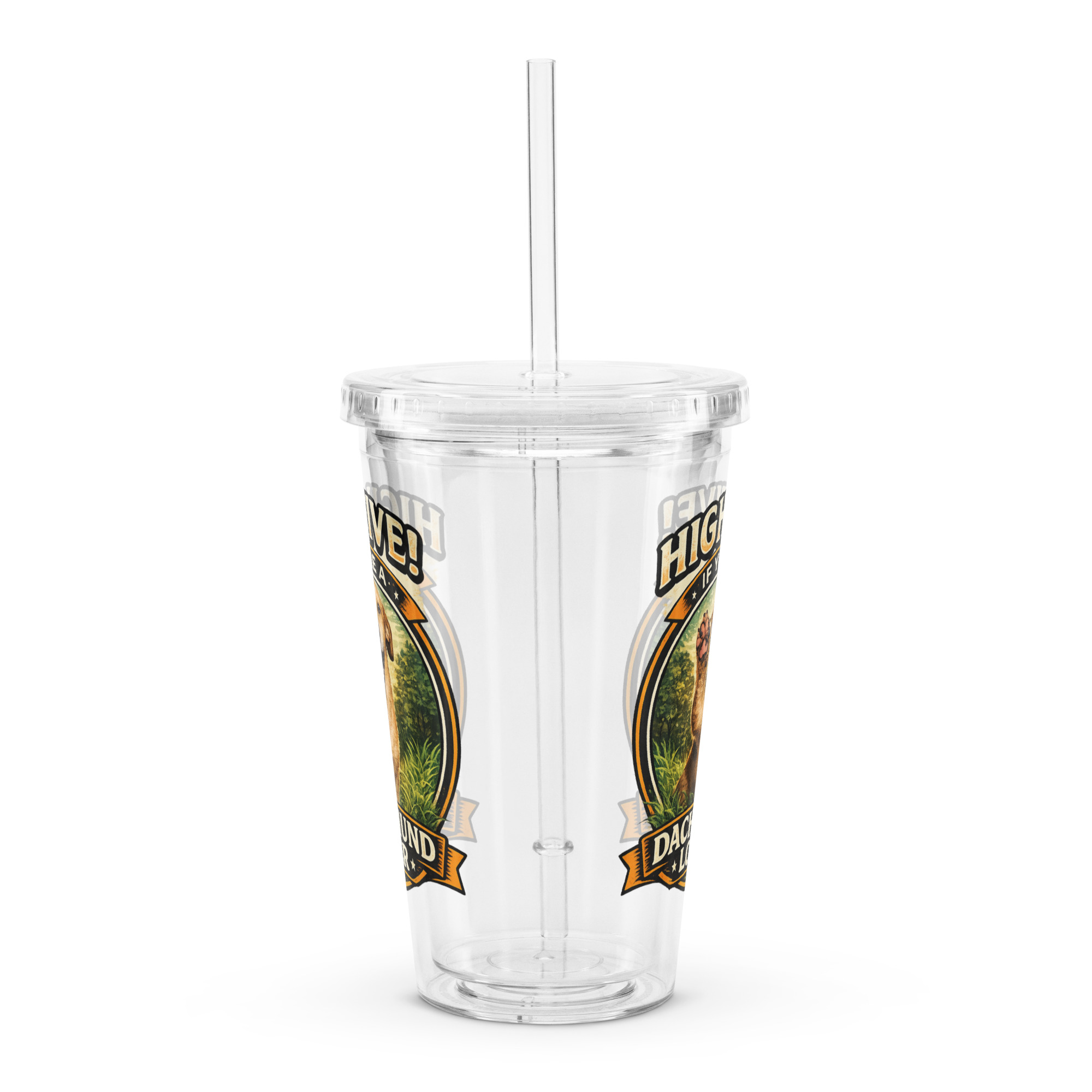 Clear plastic tumbler ft Makoa the Wiener Dog - Image 2