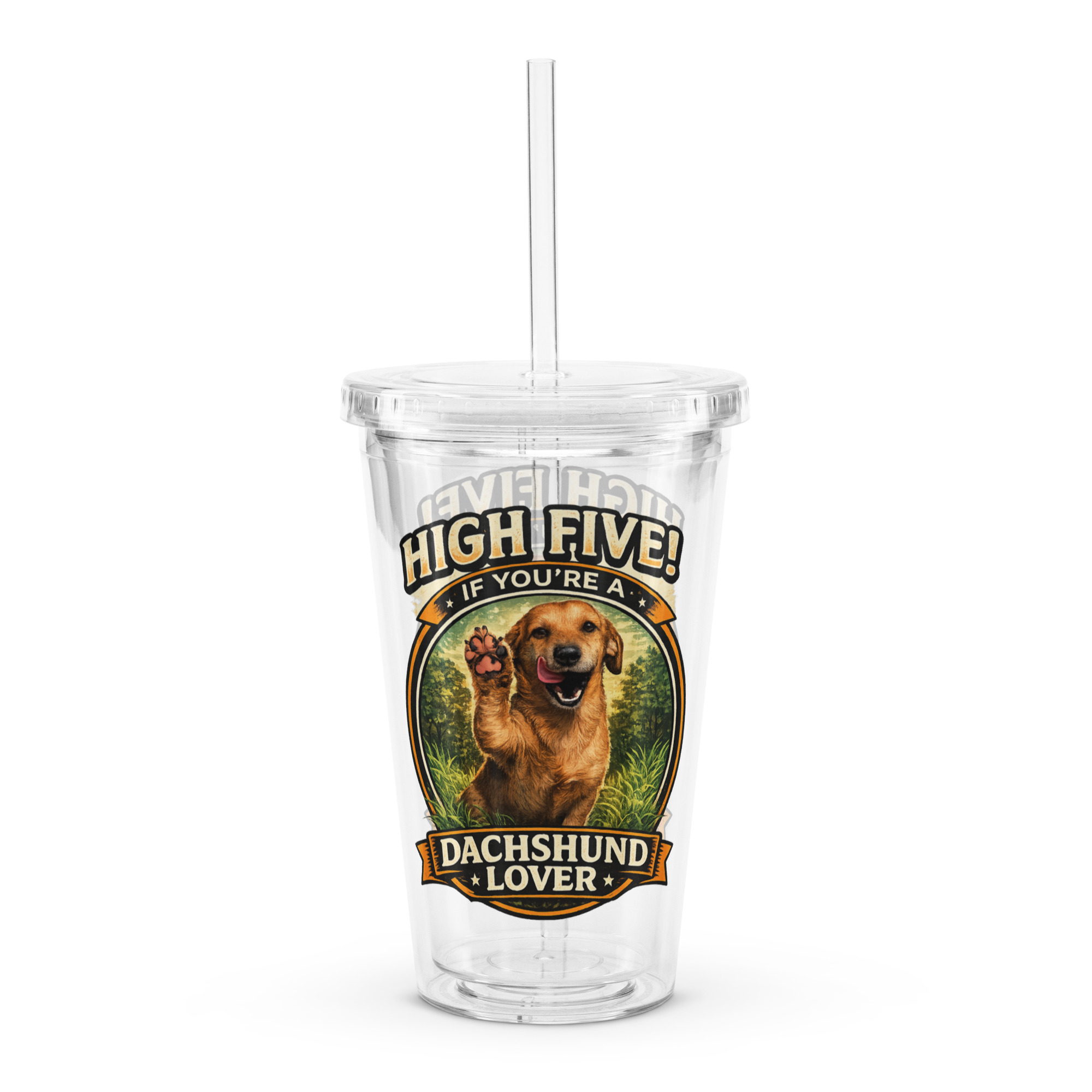 Clear plastic tumbler ft Makoa the Wiener Dog - Image 5