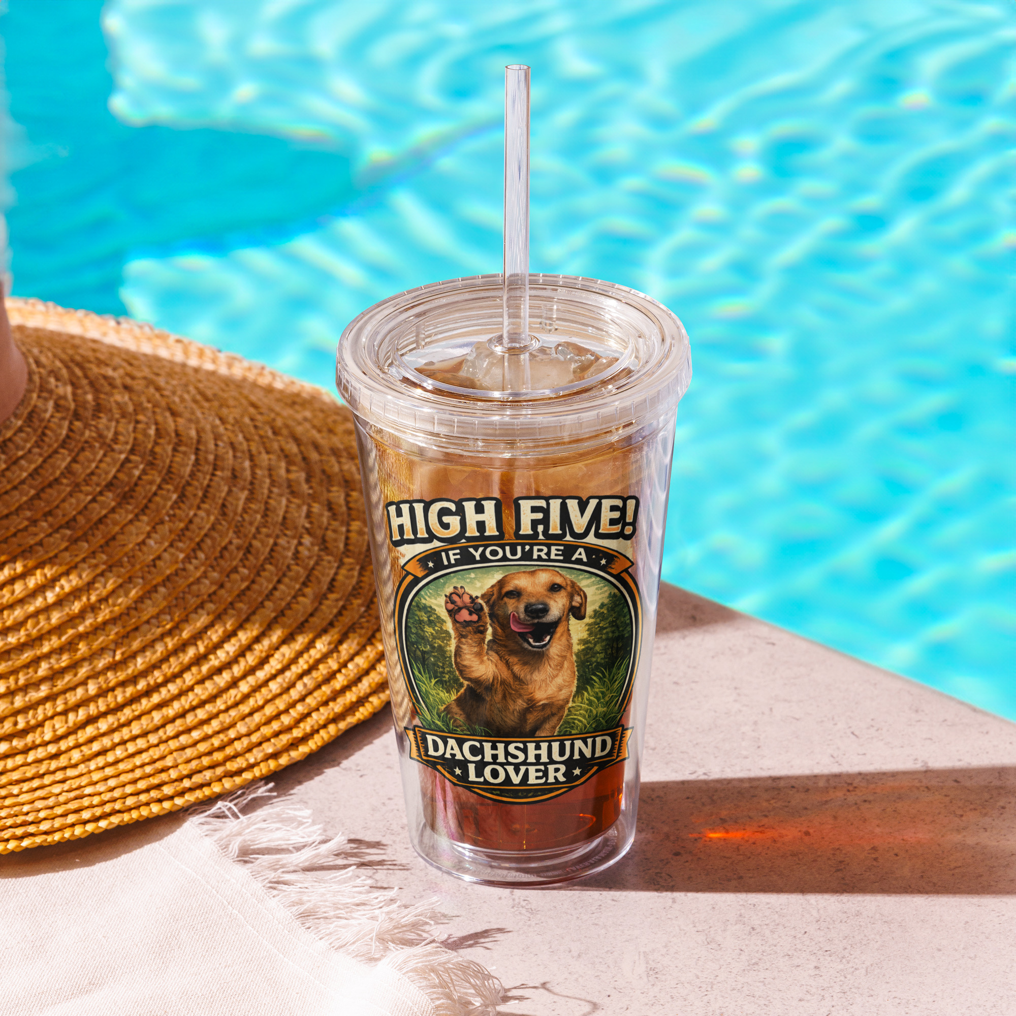 Clear plastic tumbler ft Makoa the Wiener Dog - Image 7