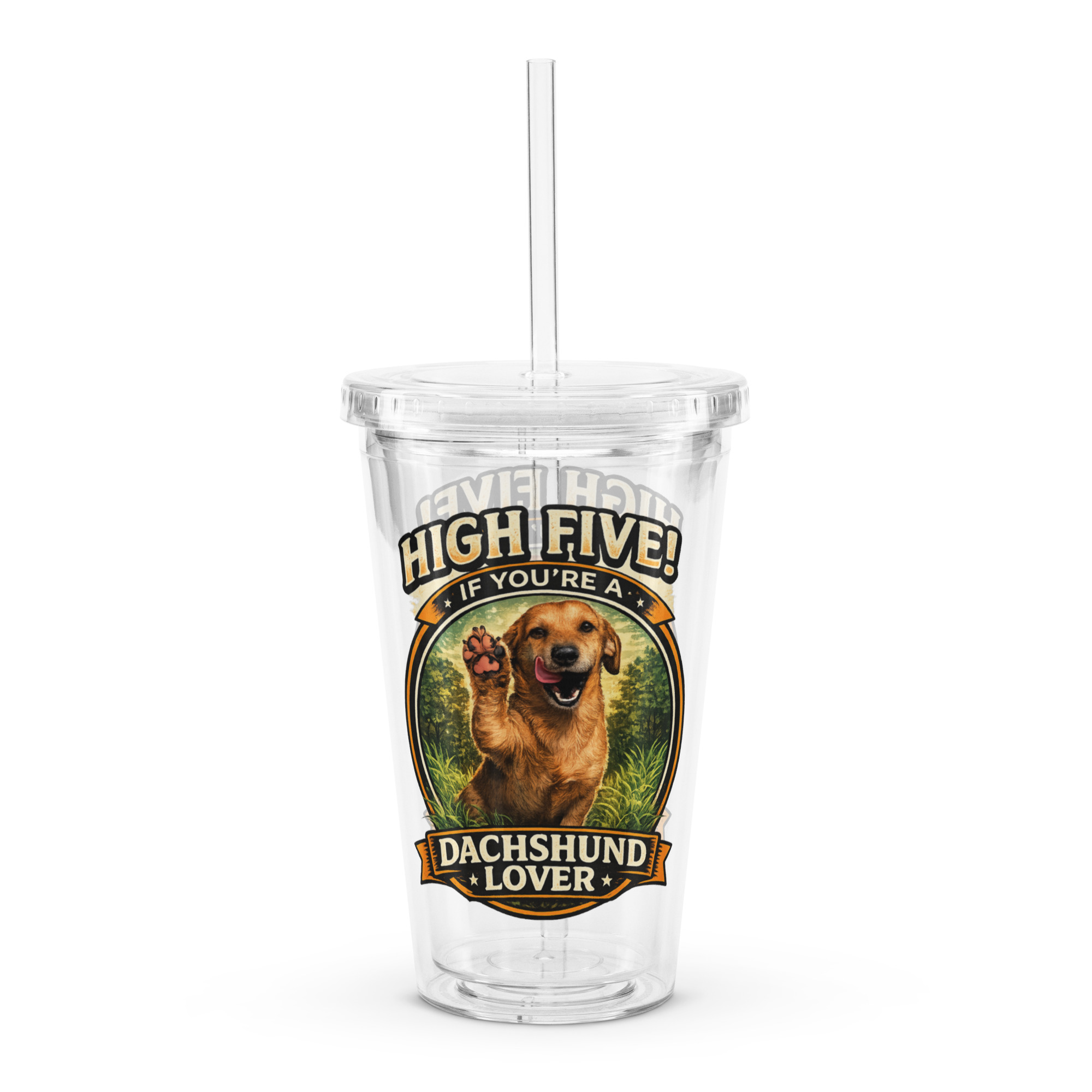 Clear plastic tumbler ft Makoa the Wiener Dog - Image 4