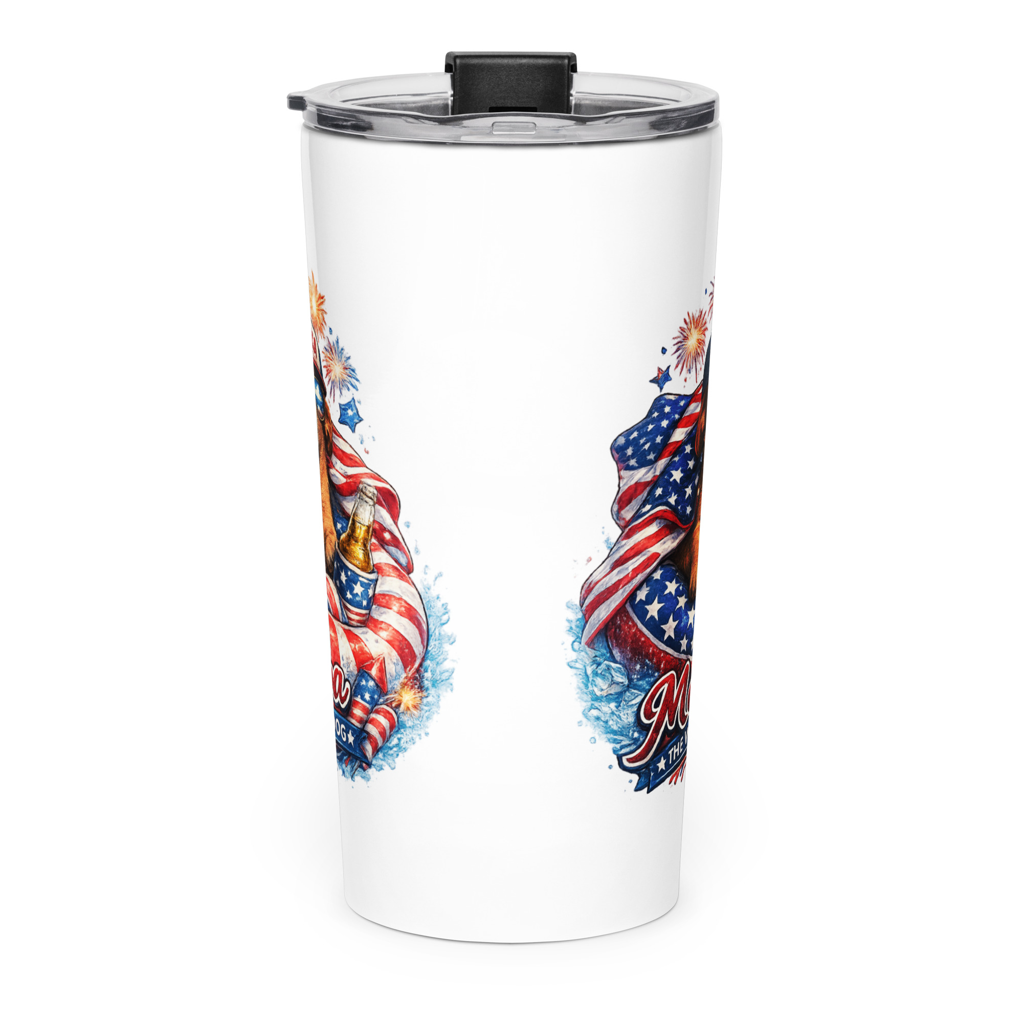 Stars and Stripes Dachshund ft Makoa the Wiener Dog stainless steel tumbler - Image 3