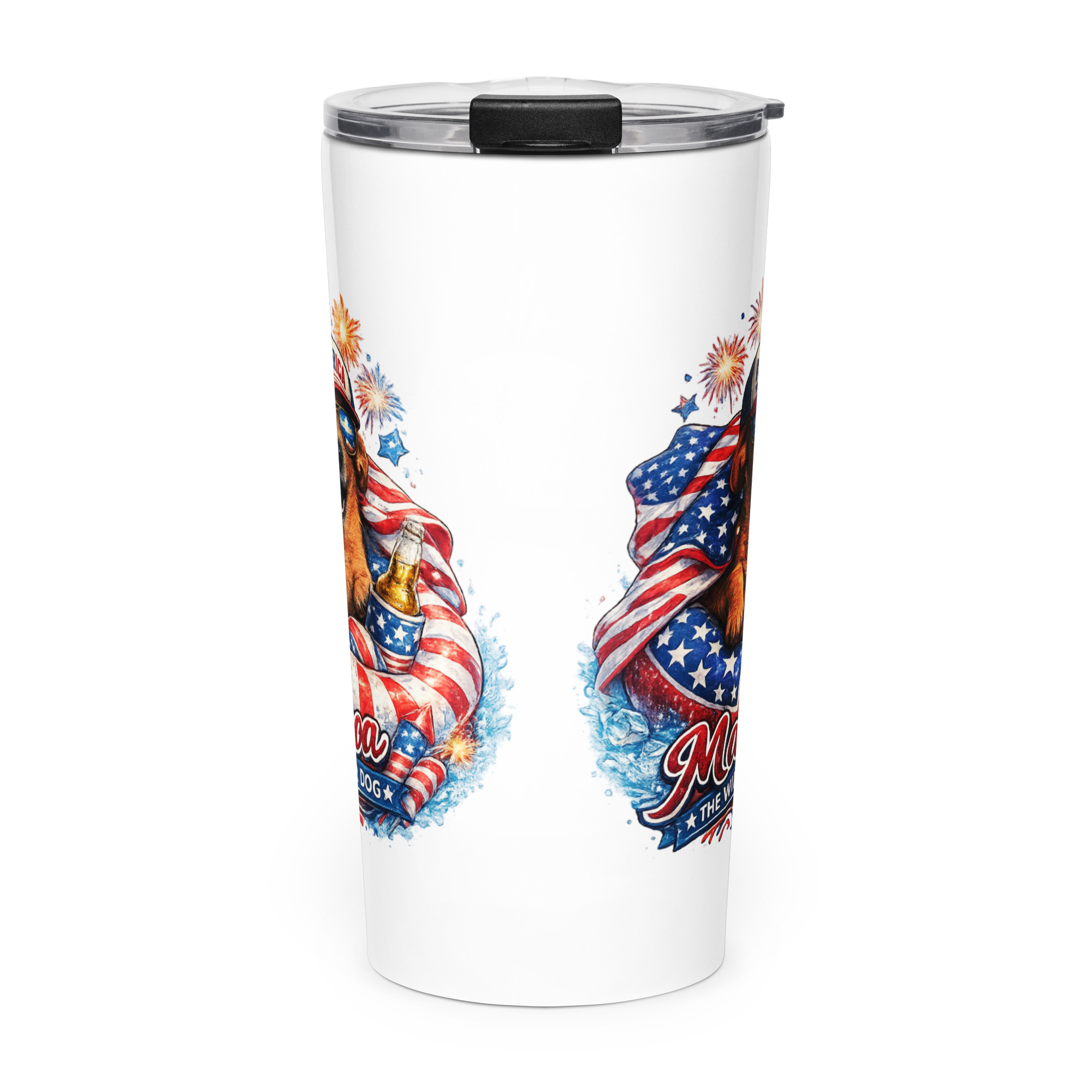 Stars and Stripes Dachshund ft Makoa the Wiener Dog stainless steel tumbler - Image 2