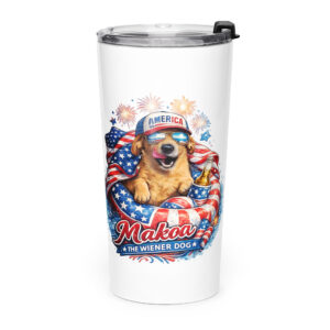 Stars and Stripes Dachshund ft Makoa the Wiener Dog stainless steel tumbler