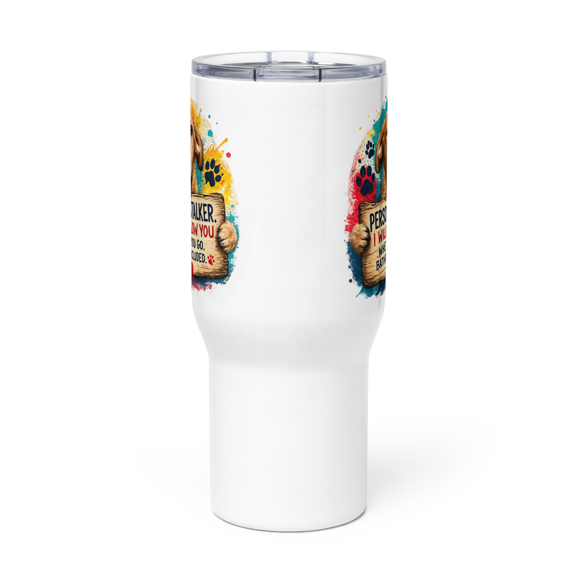 Personal Stalker Travel mug with a handle ft Makoa the Wiener Dog - Image 2