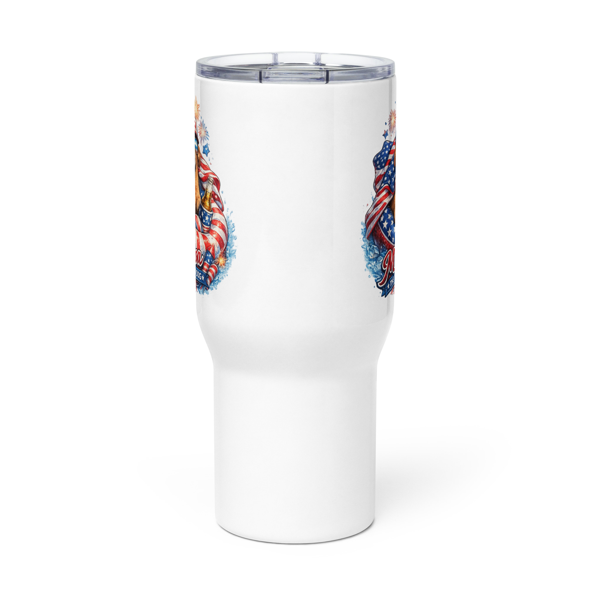 Stars and Stripes Dachshund ft Makoa the Wiener Dog Travel mug with a handle - Image 2