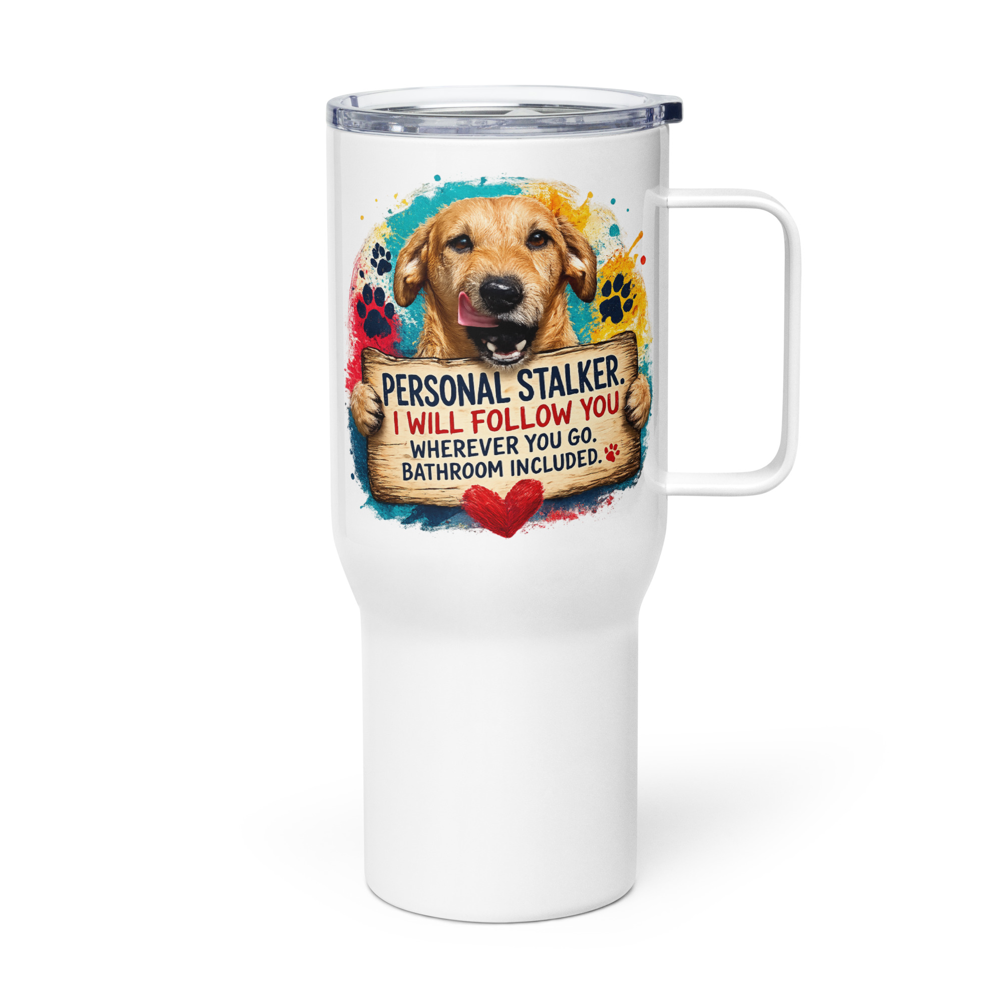Personal Stalker Travel mug with a handle ft Makoa the Wiener Dog - Image 3