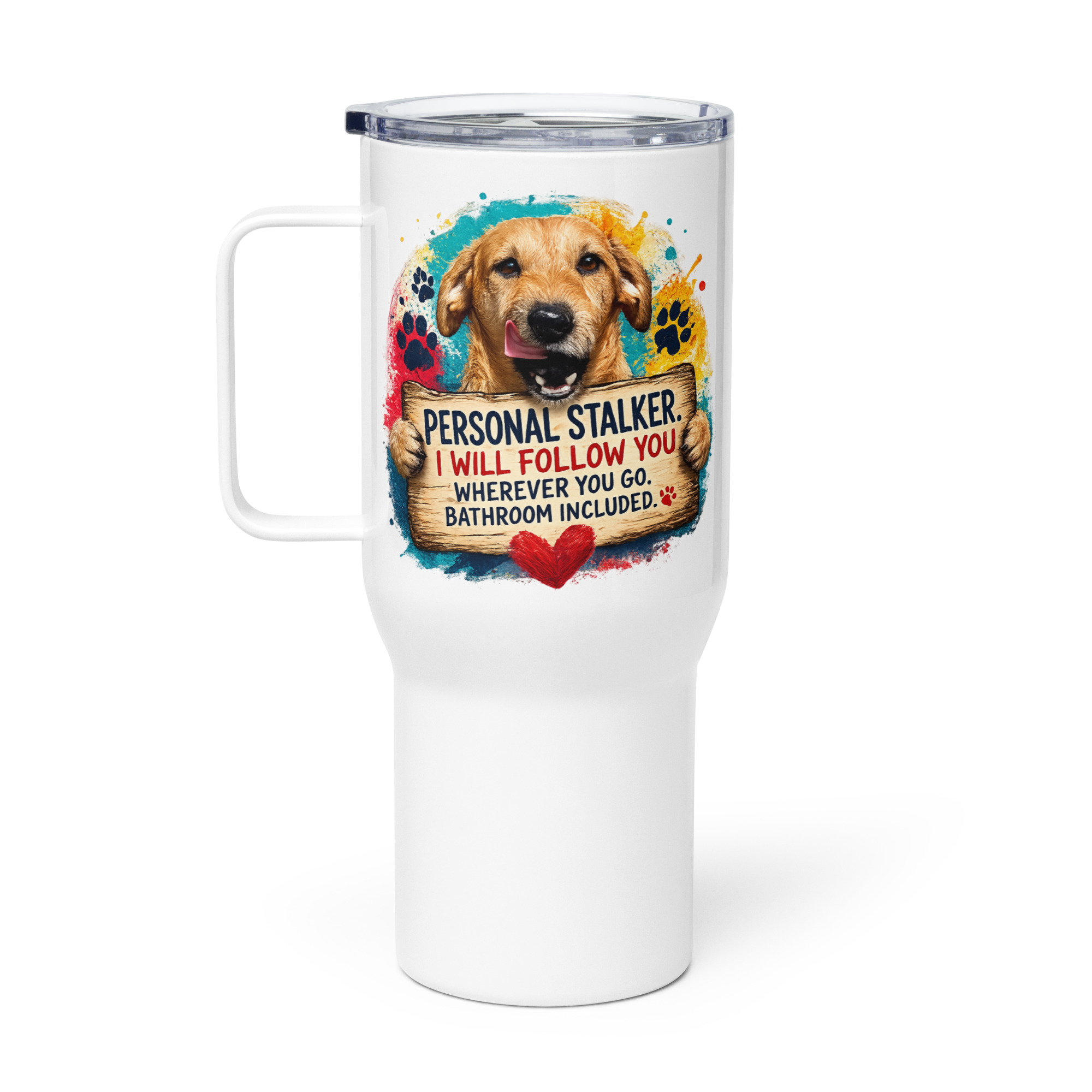 Personal Stalker Travel mug with a handle ft Makoa the Wiener Dog - Image 4