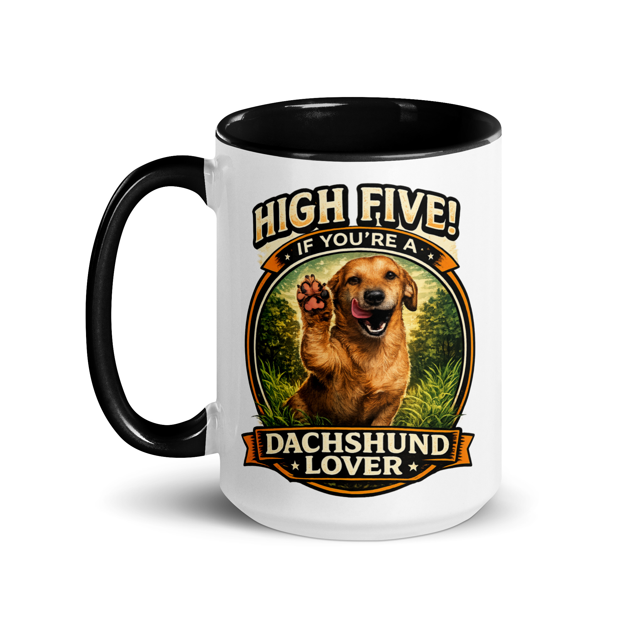 High Five If You're a Dachshund Lover ft Makoa the Wiener Dog Coffee Mug - Image 3
