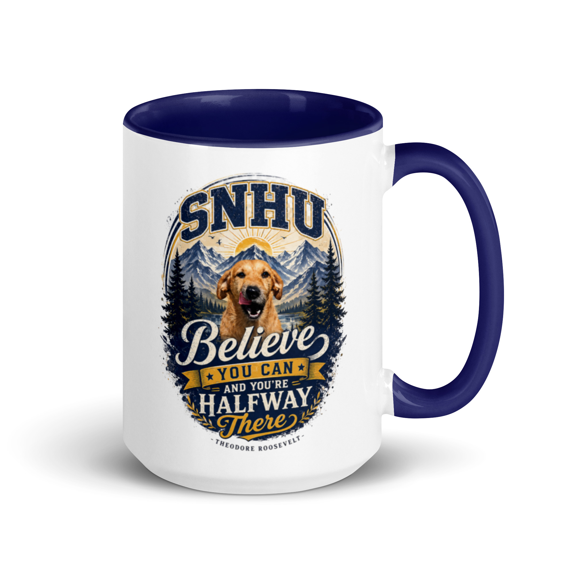 Believe You Can Motivational SNHU Coffee Mug ft Makoa the Wiener Dog - Image 3