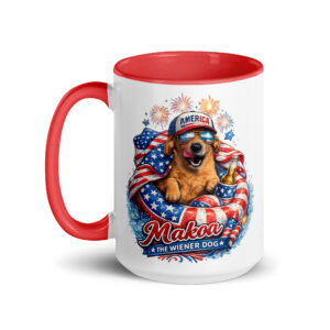 Stars and Stripes Dachshund Mug ft Makoa the Wiener Dog