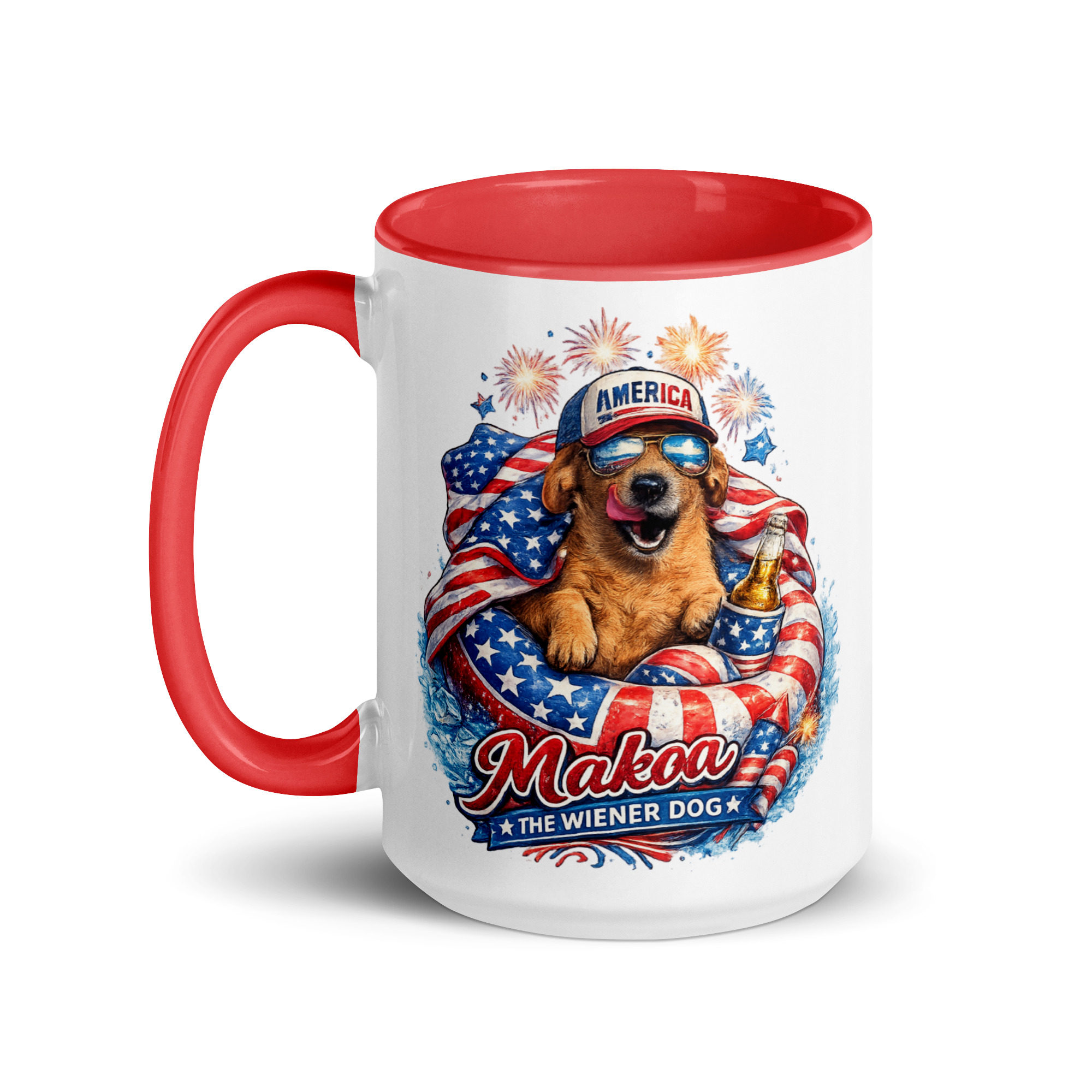 Stars and Stripes Dachshund Mug ft Makoa the Wiener Dog