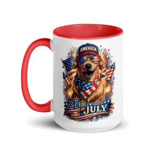4th of July Coffee Mug with Color Inside ft Makoa the Wiener Dog