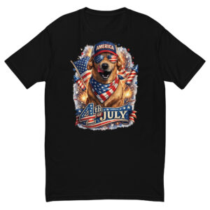 Men's 4th of July Short Sleeve T-shirt ft Makoa the Wiener Dog