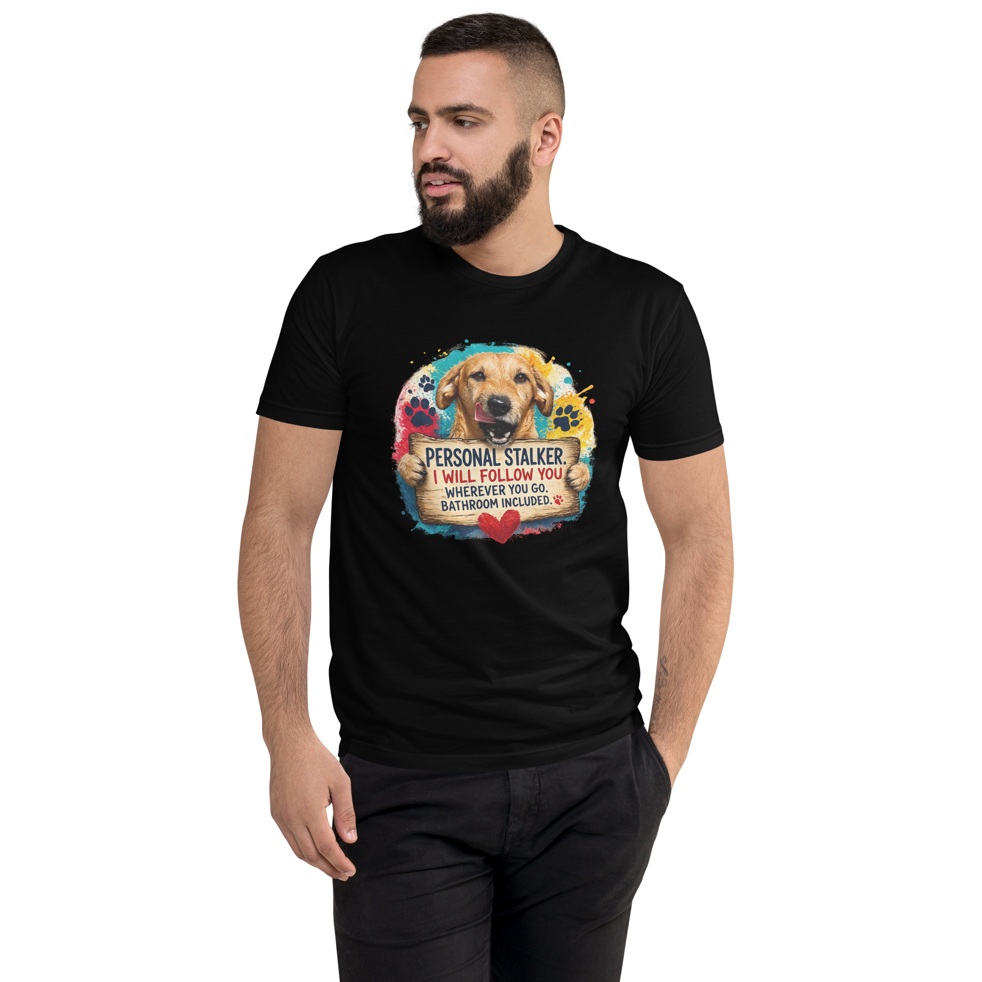 Men's Personal Stalker Short Sleeve T-shirt ft Makoa the Wiener Dog - Image 13