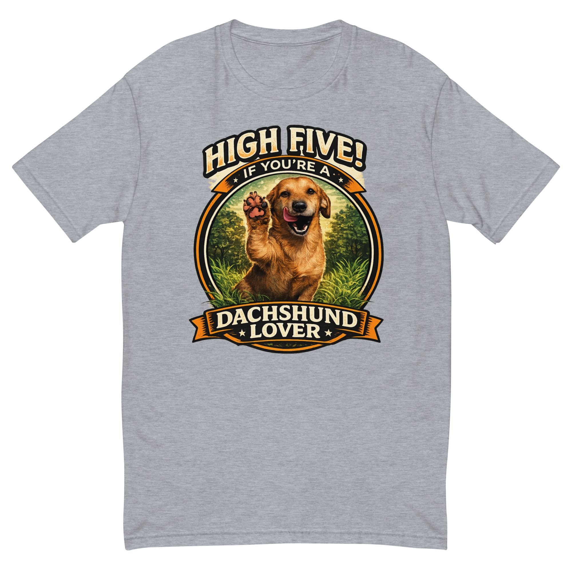 Men's High Five if You're a Dachshund Lover Short Sleeve T-shirt ft Makoa the Wiener Dog - Image 5