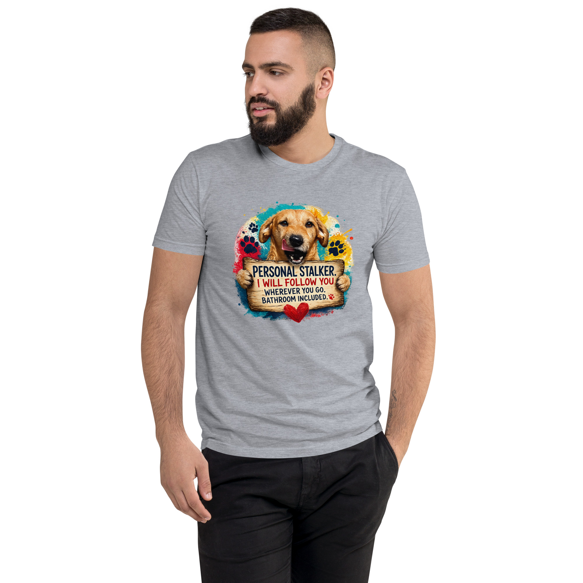 Men's Personal Stalker Short Sleeve T-shirt ft Makoa the Wiener Dog - Image 17