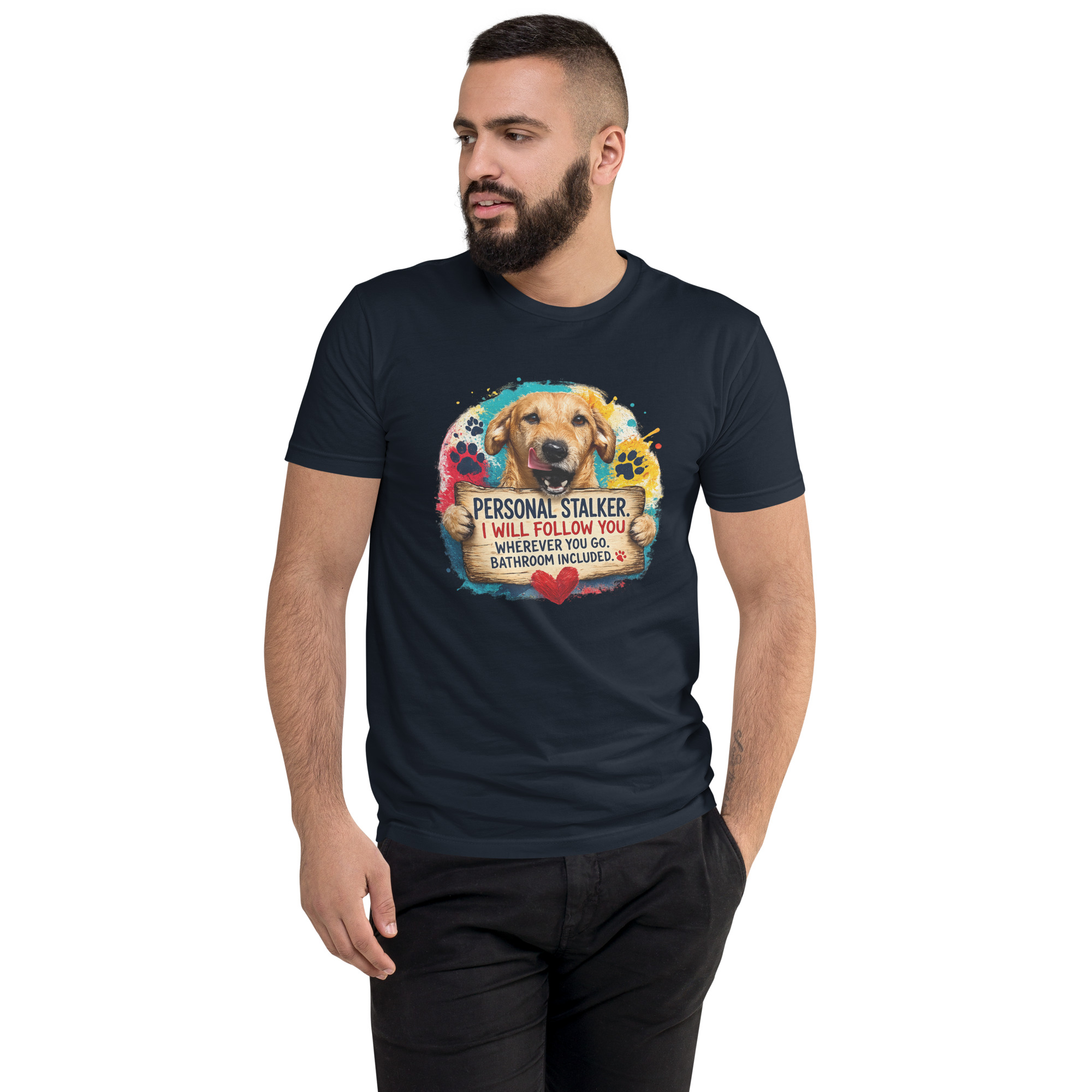 Men's Personal Stalker Short Sleeve T-shirt ft Makoa the Wiener Dog - Image 14
