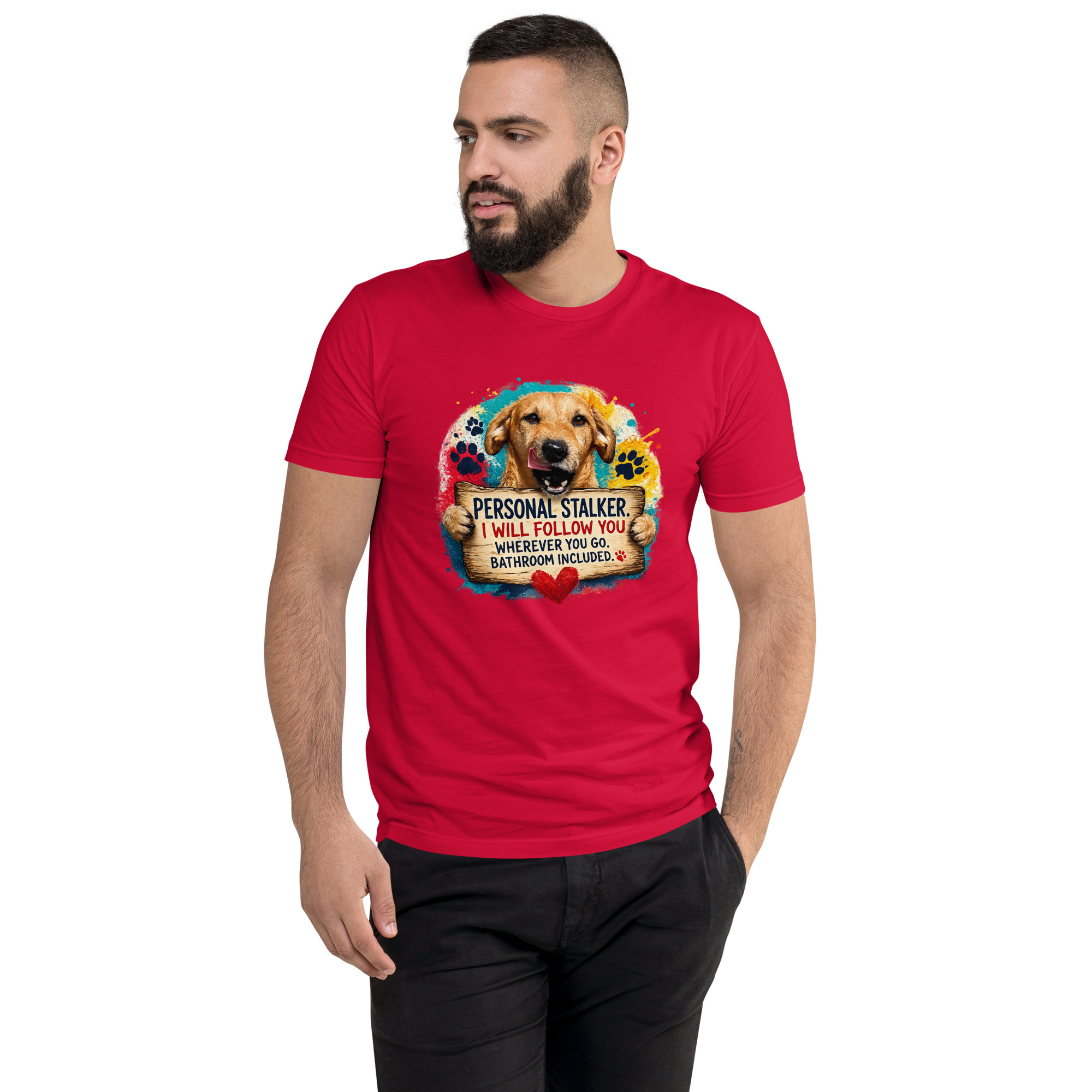 Men's Personal Stalker Short Sleeve T-shirt ft Makoa the Wiener Dog - Image 15