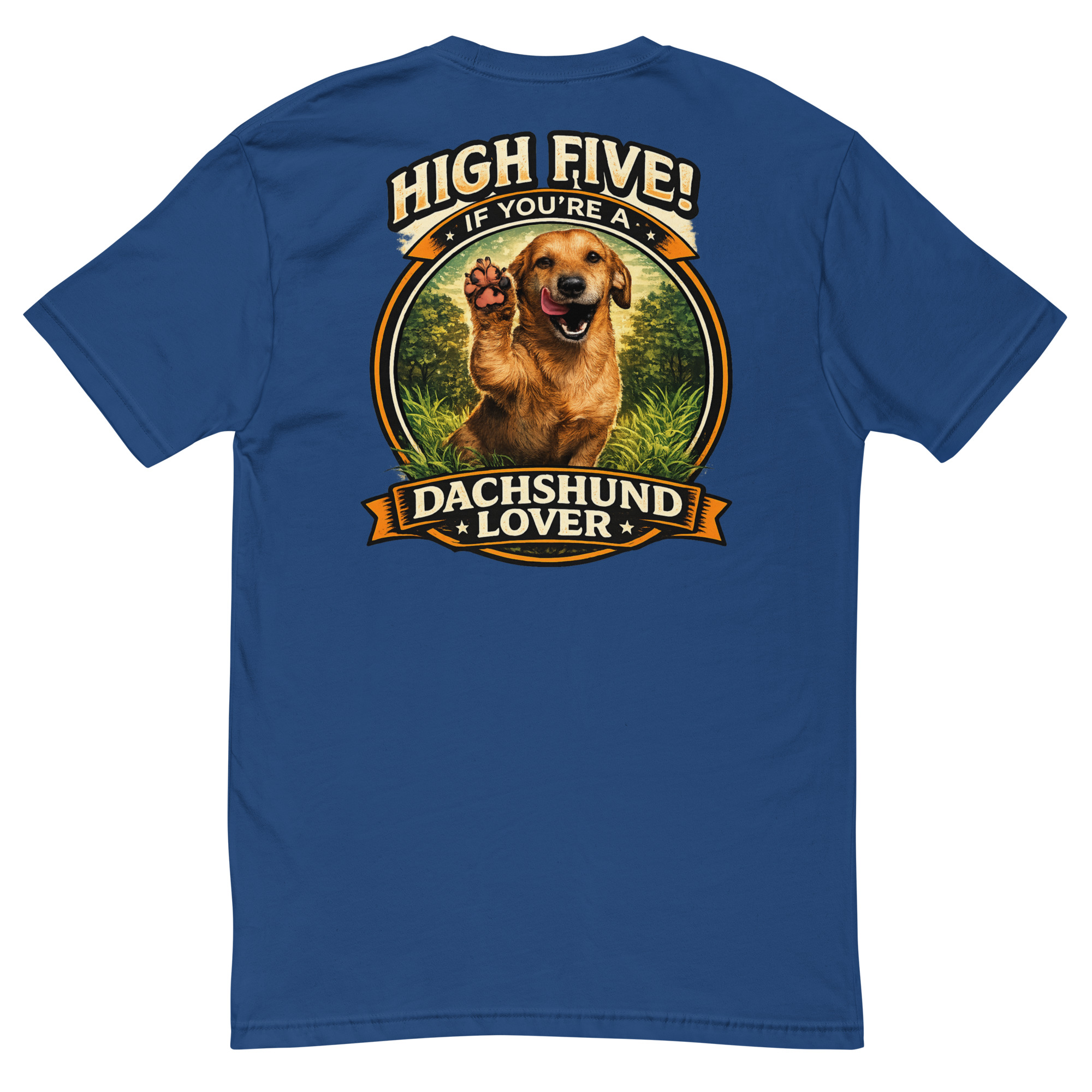 Men's High Five if You're a Dachshund Lover Short Sleeve T-shirt ft Makoa the Wiener Dog - Image 10