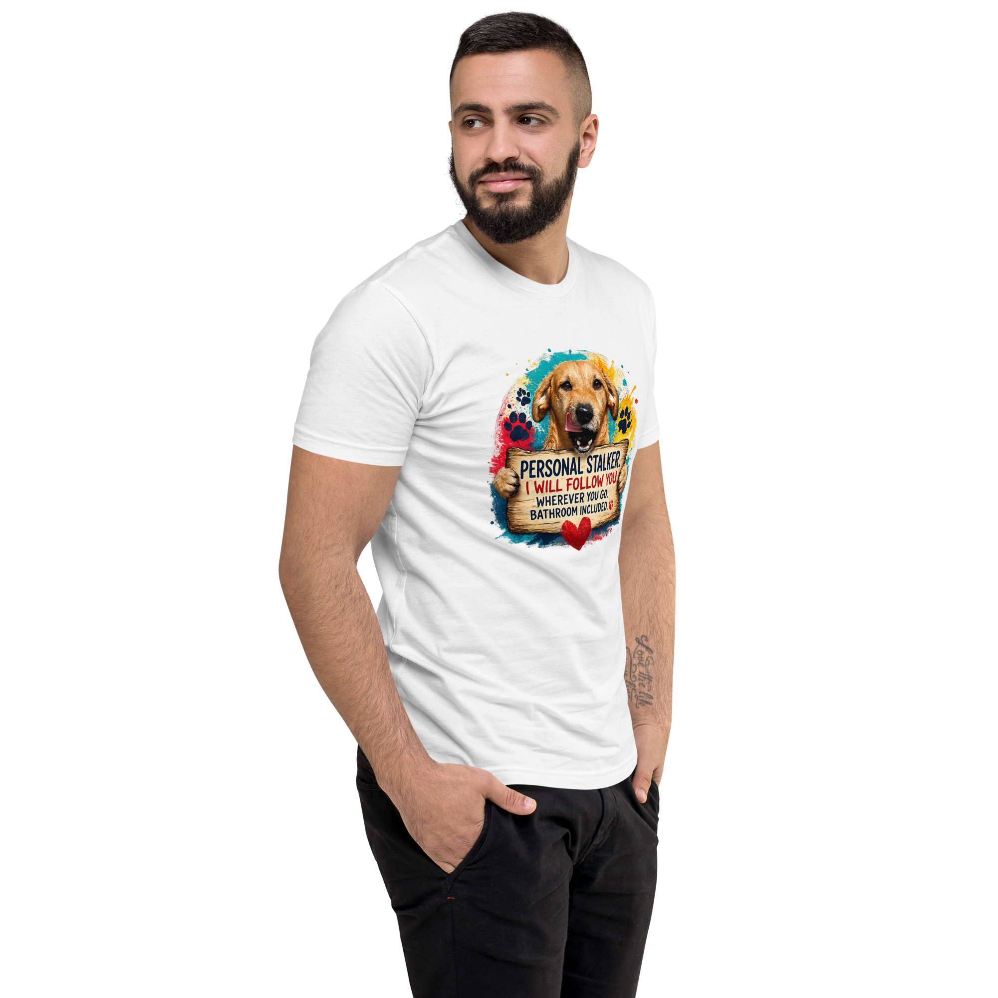 Men's Personal Stalker Short Sleeve T-shirt ft Makoa the Wiener Dog - Image 42