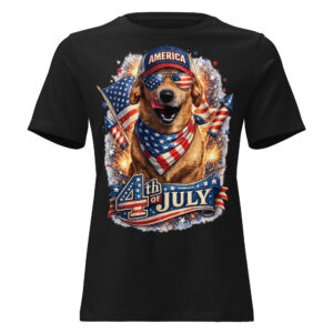 Women's 4th of July Relaxed T-Shirt ft Makoa the Wiener Dog