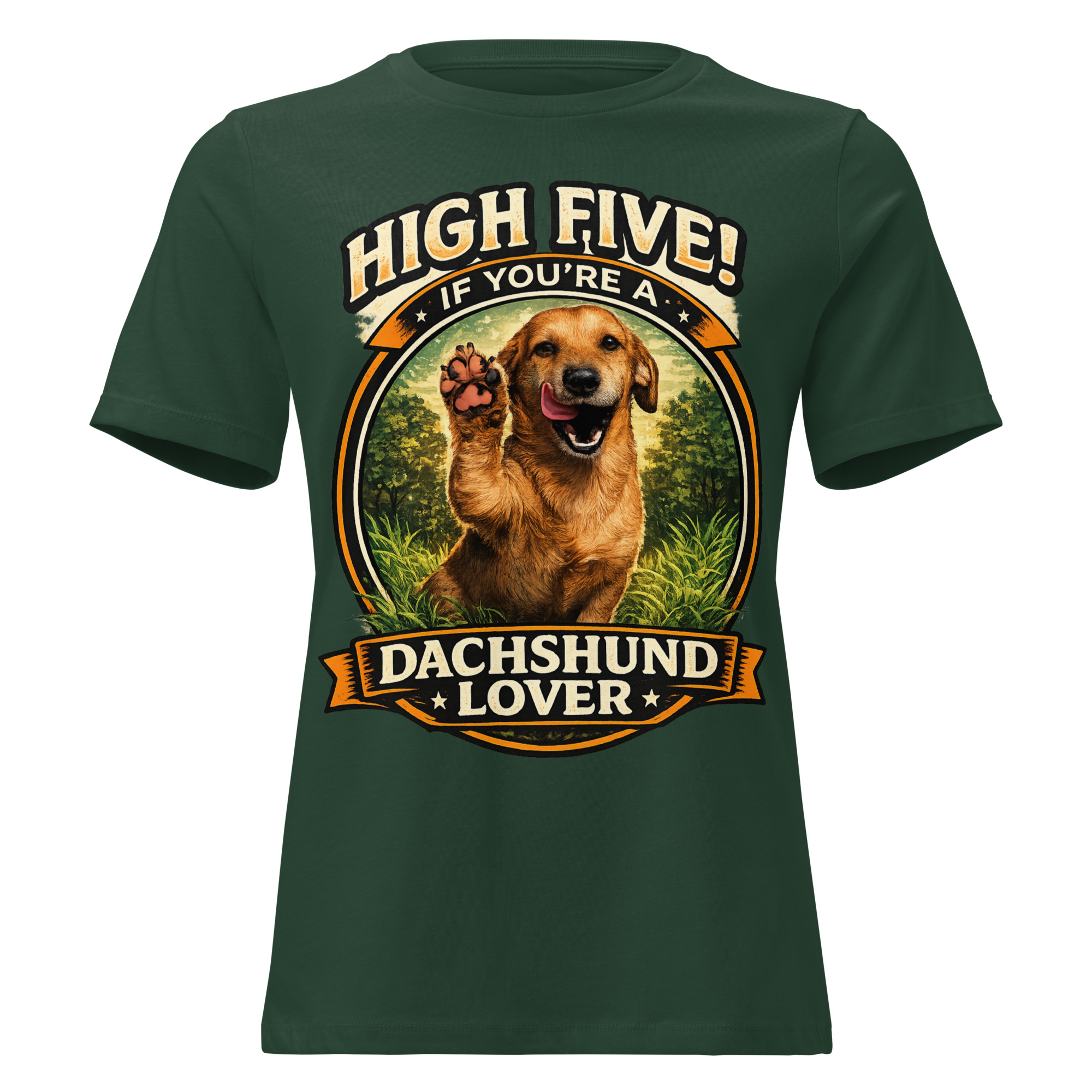 Women's Relaxed T-Shirt High Five if You're a Dachshund Lover ft Makoa the Wiener Dog - Image 3
