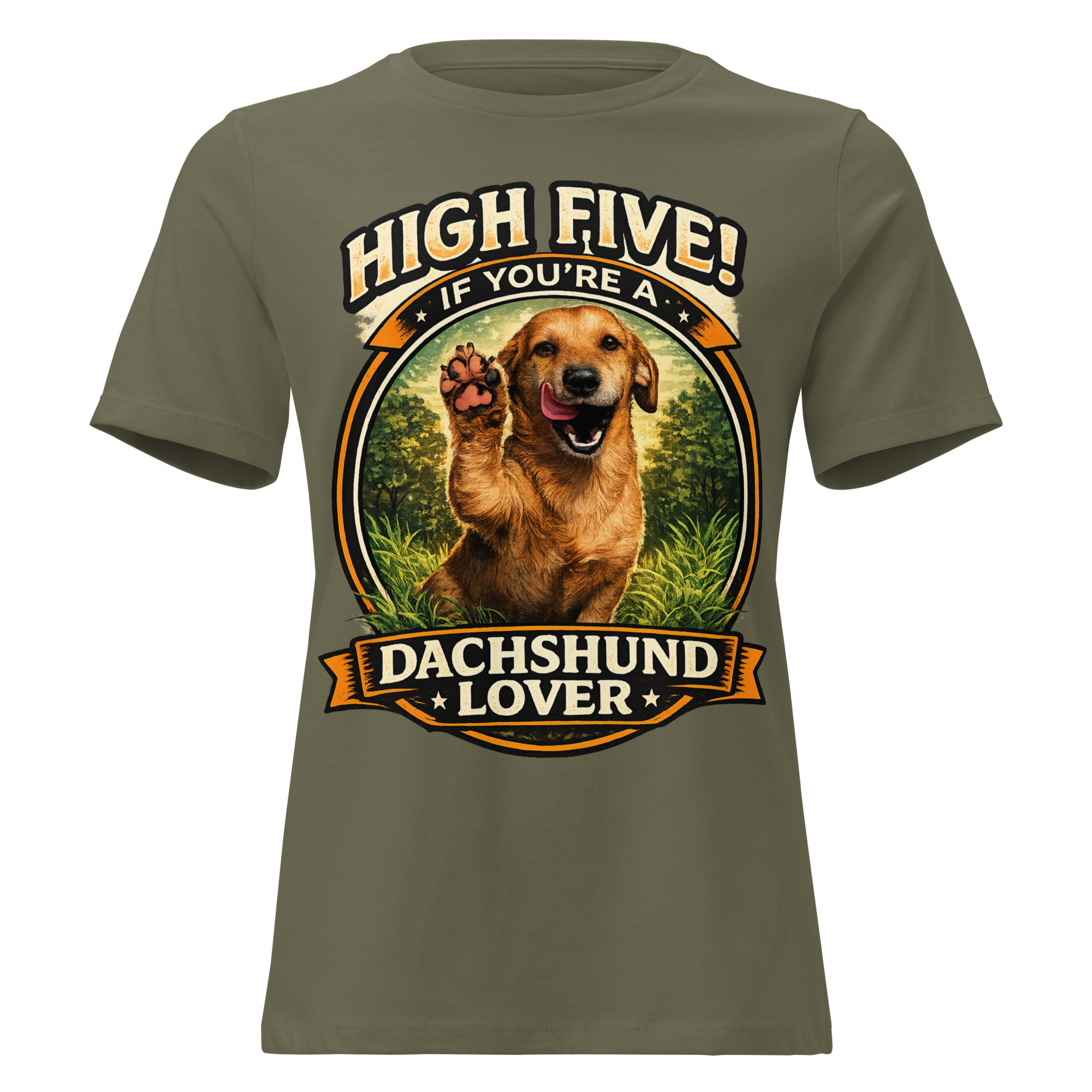 Women's Relaxed T-Shirt High Five if You're a Dachshund Lover ft Makoa the Wiener Dog - Image 5