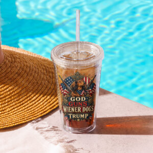 God Guns Wiener Dogs Trump Clear plastic tumbler