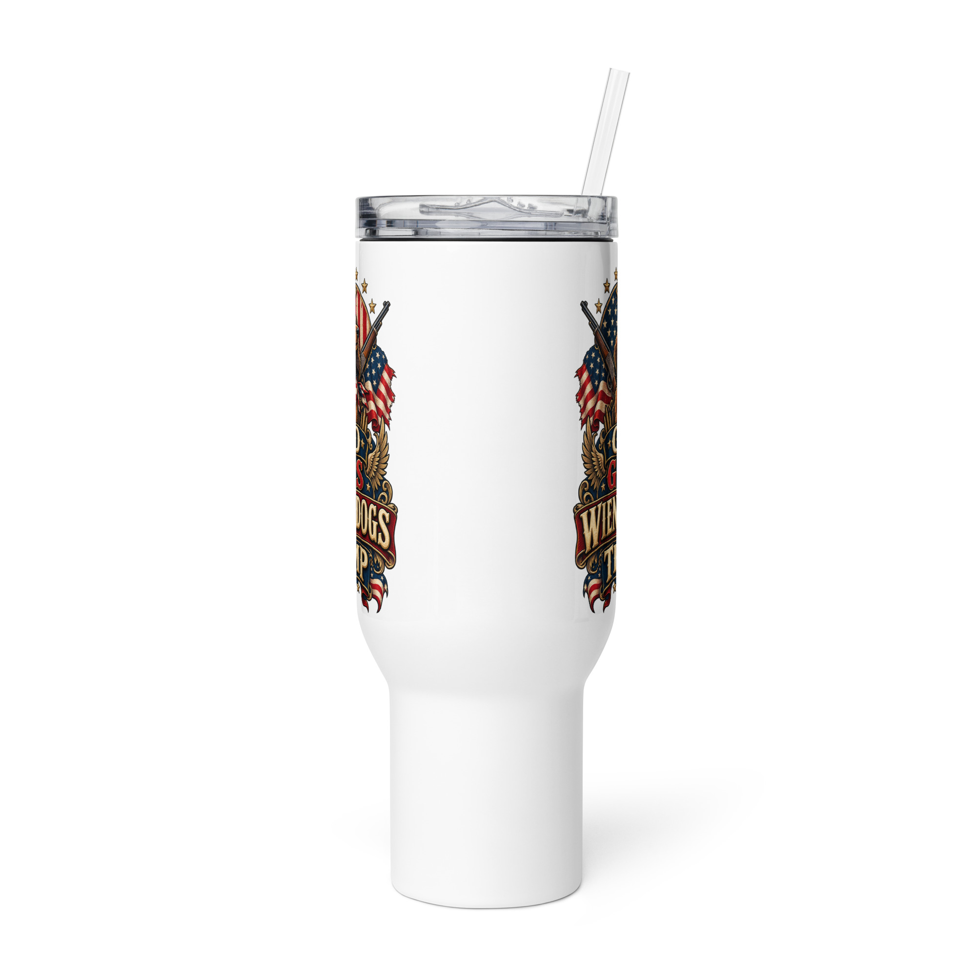 God Guns Wiener Dogs Trump Travel mug with a handle - Image 5