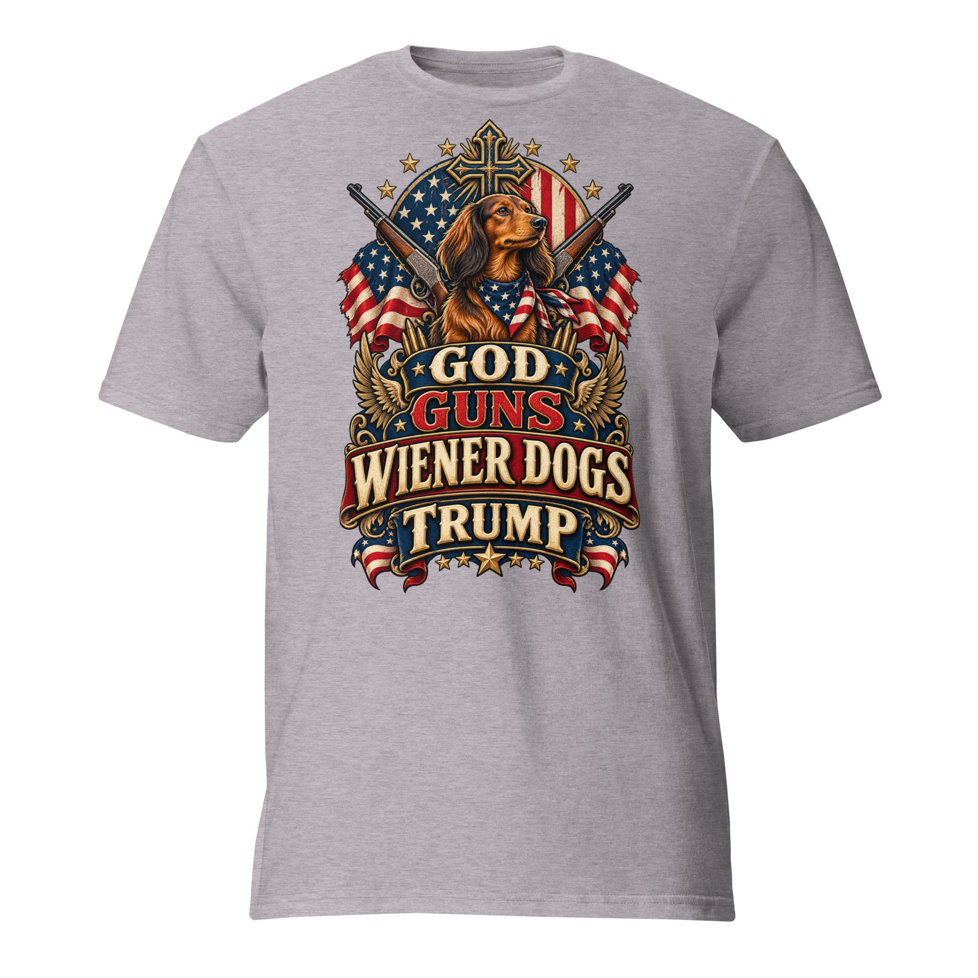 God Guns Wiener Dogs Trump Unisex Short-Sleeve T-Shirt copy copy - Image 4