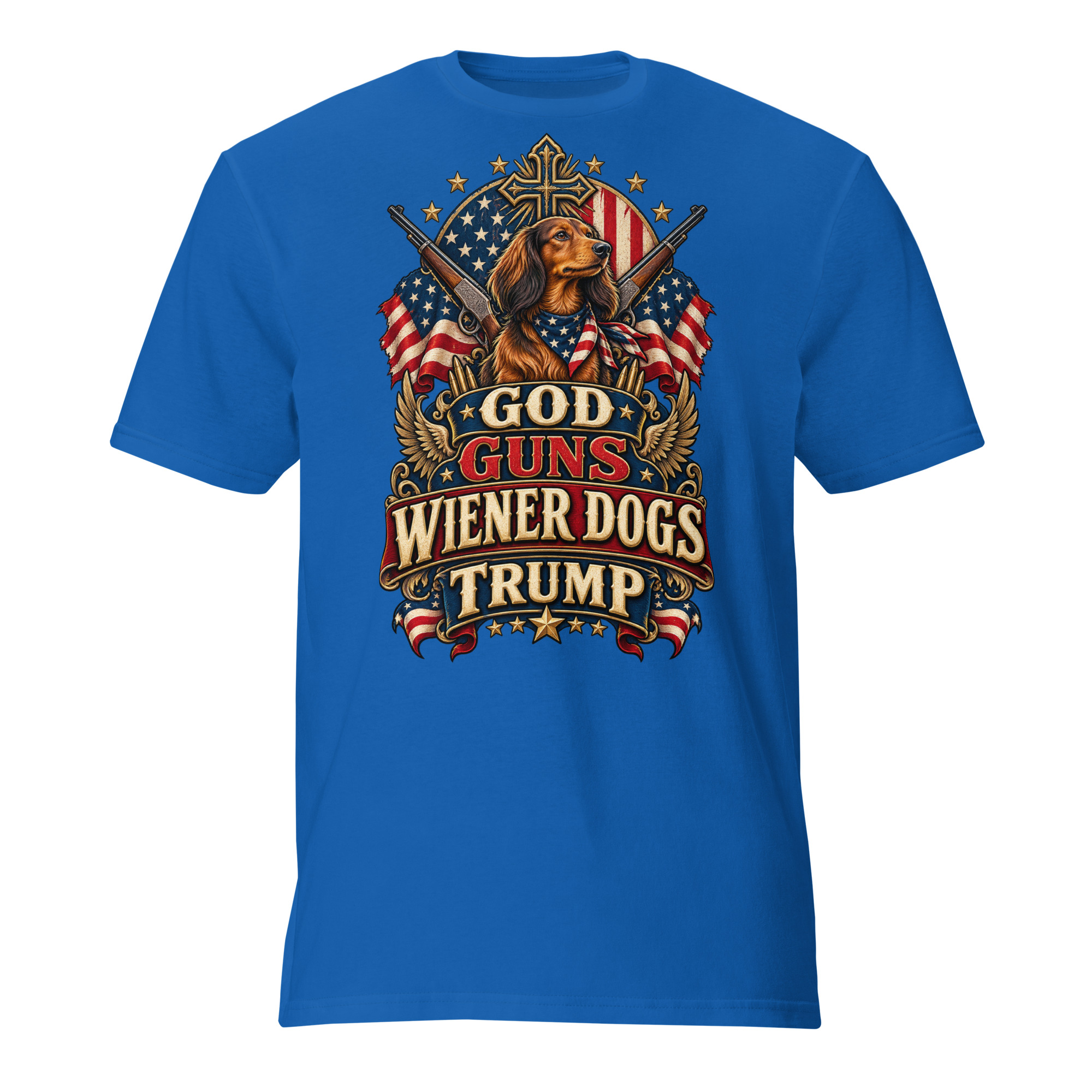 God Guns Wiener Dogs Trump Unisex Short-Sleeve T-Shirt copy copy - Image 3
