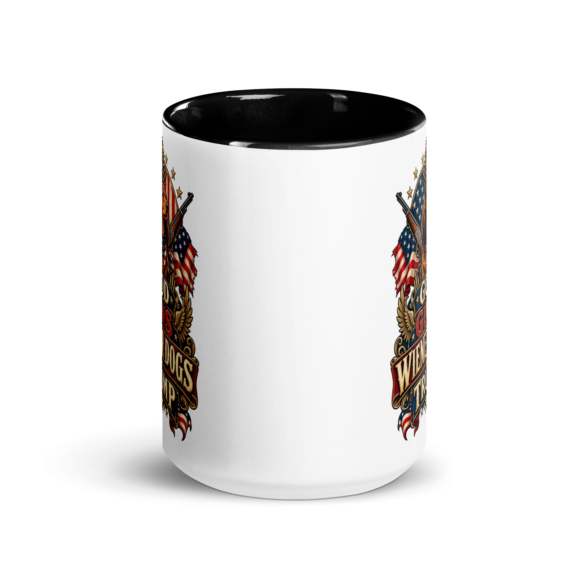 God Guns Wiener Dogs Trump Coffee Mug with Color Inside - Image 2