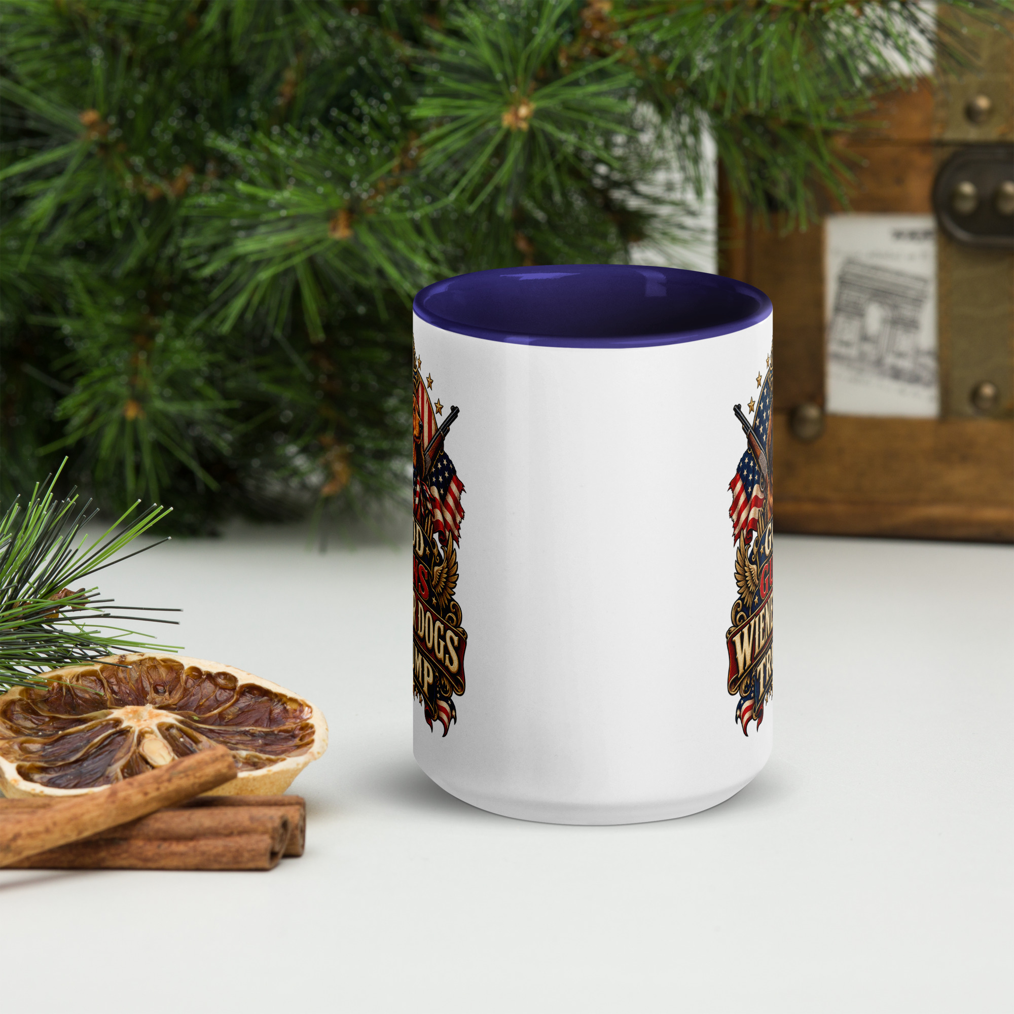 God Guns Wiener Dogs Trump Coffee Mug with Color Inside - Image 12